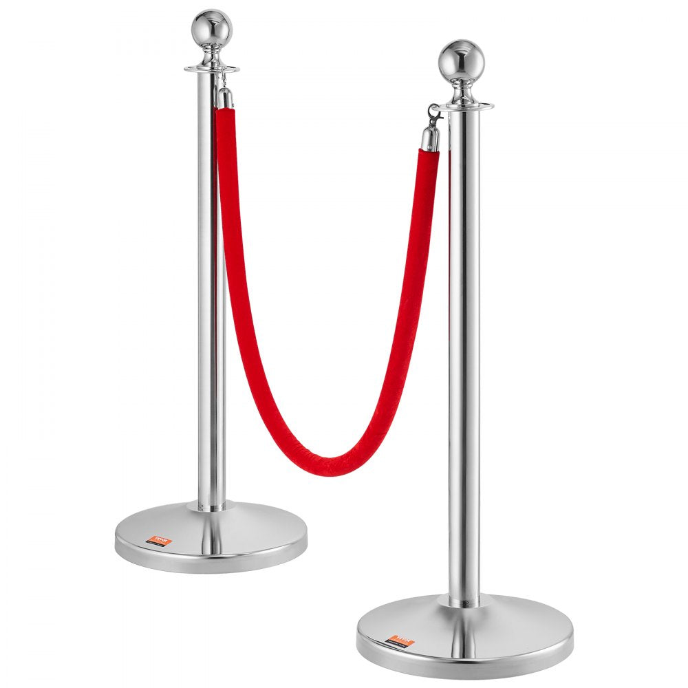 BXGDYQTCRED4-2 - 31.5" Stainless Steel Stanchion with 5ft Velvet Rope