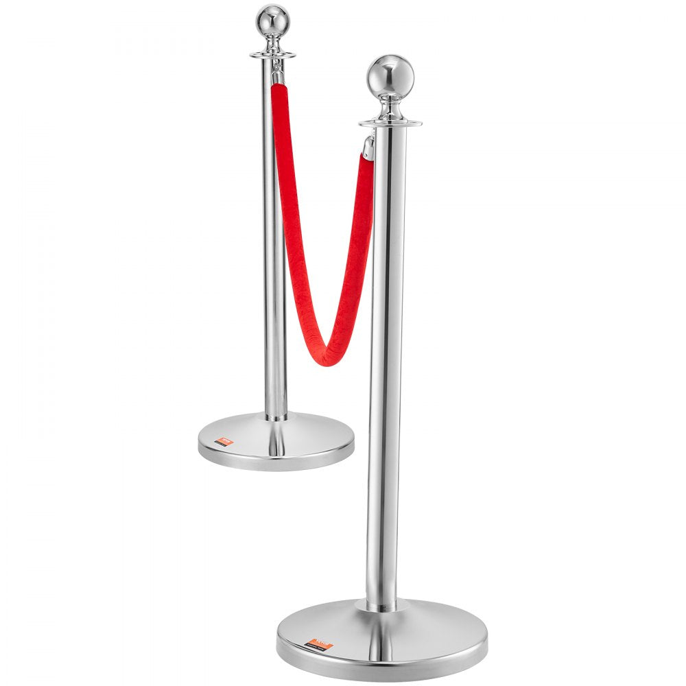 BXGDYQTCRED4-2 - 31.5" Stainless Steel Stanchion with 5ft Velvet Rope