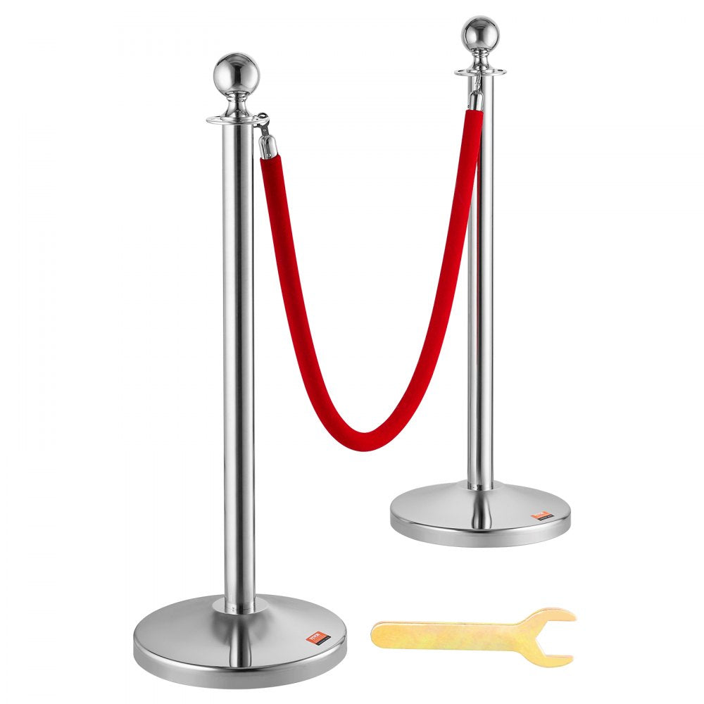 BXGDYQTCRED4-2 - 31.5" Stainless Steel Stanchion with 5ft Velvet Rope