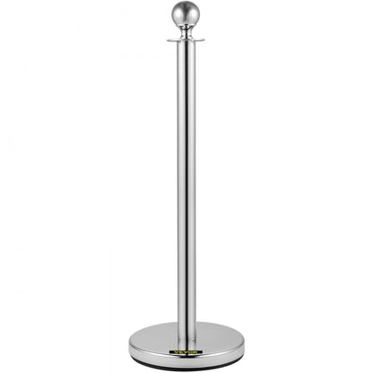 Sliver Stanchions 6Pcs - Durable Stainless Steel Queue Posts with Velvet Ropes