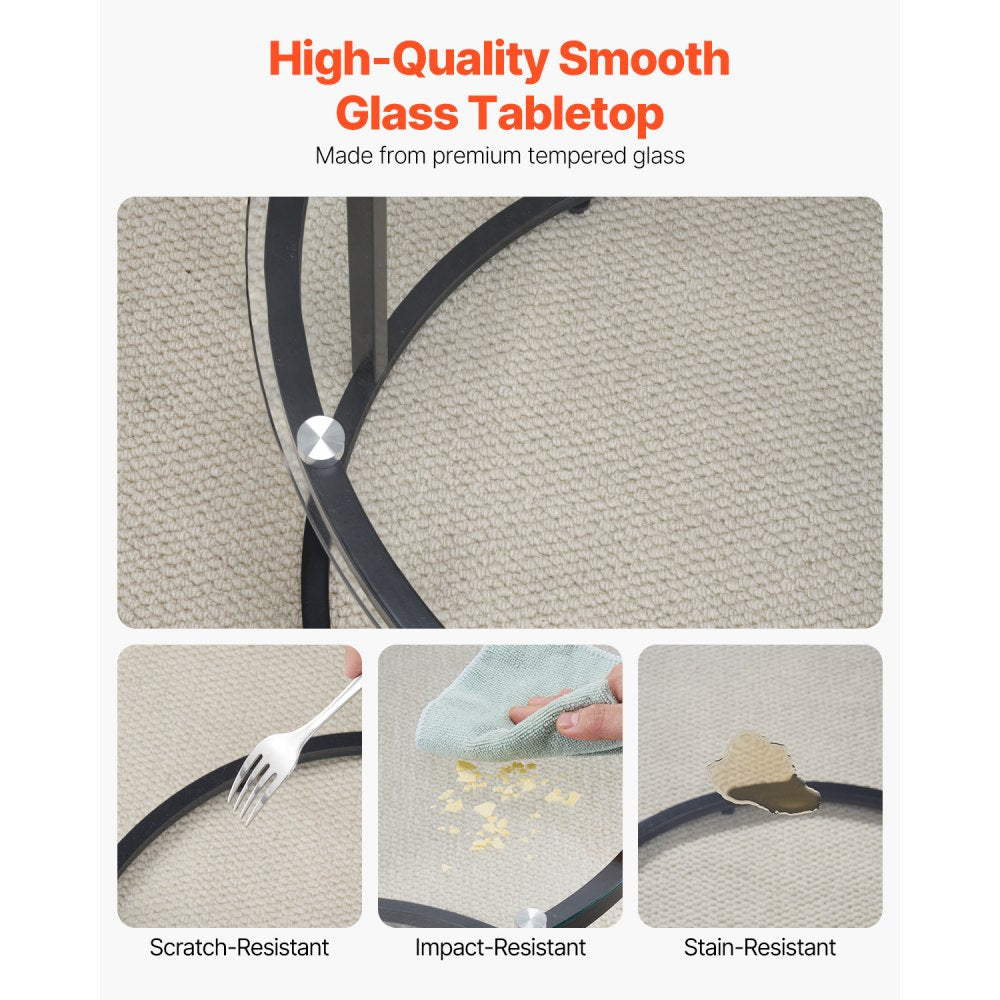 YJX-CTS-005 - Modern Nesting Tables with Glass Tops, 23.6" Round