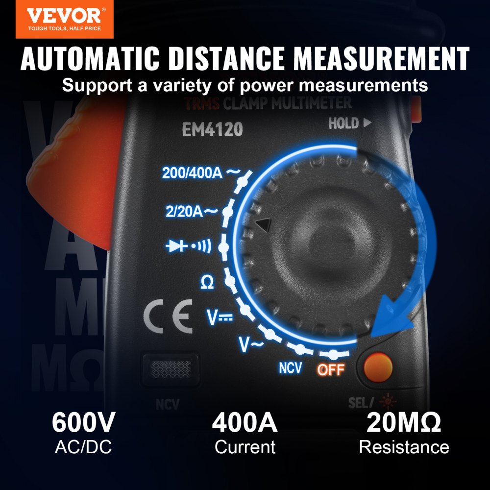 EM4120 - VEVOR Digital Clamp Meter for AC/DC Voltage and Current Measurement