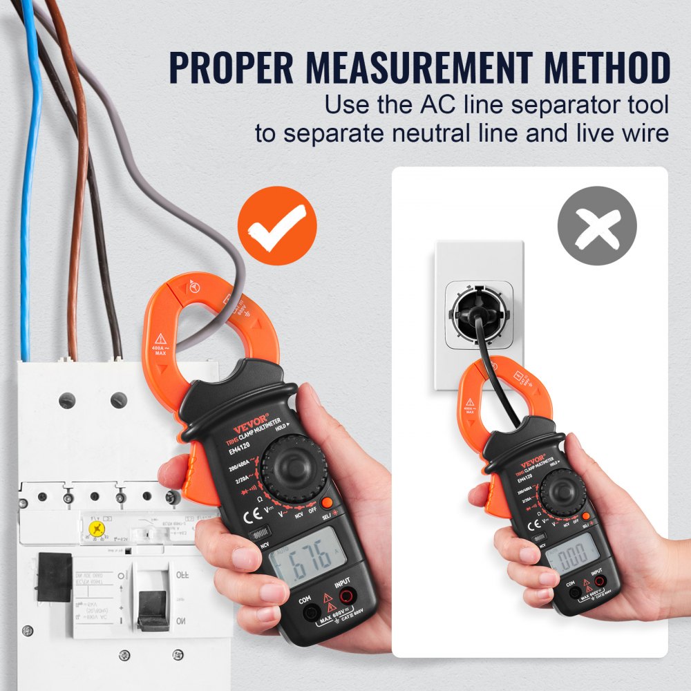 EM4120 - VEVOR Digital Clamp Meter for AC/DC Voltage and Current Measurement