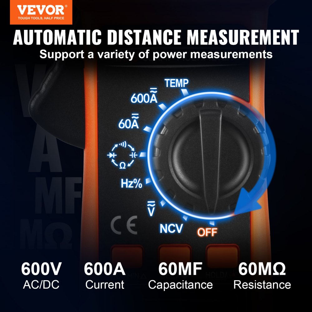 EM4370 - Versatile VEVOR Digital Clamp Meter for Accurate DC/AC Measurements