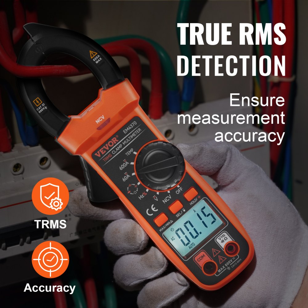 EM4370 - Versatile VEVOR Digital Clamp Meter for Accurate DC/AC Measurements