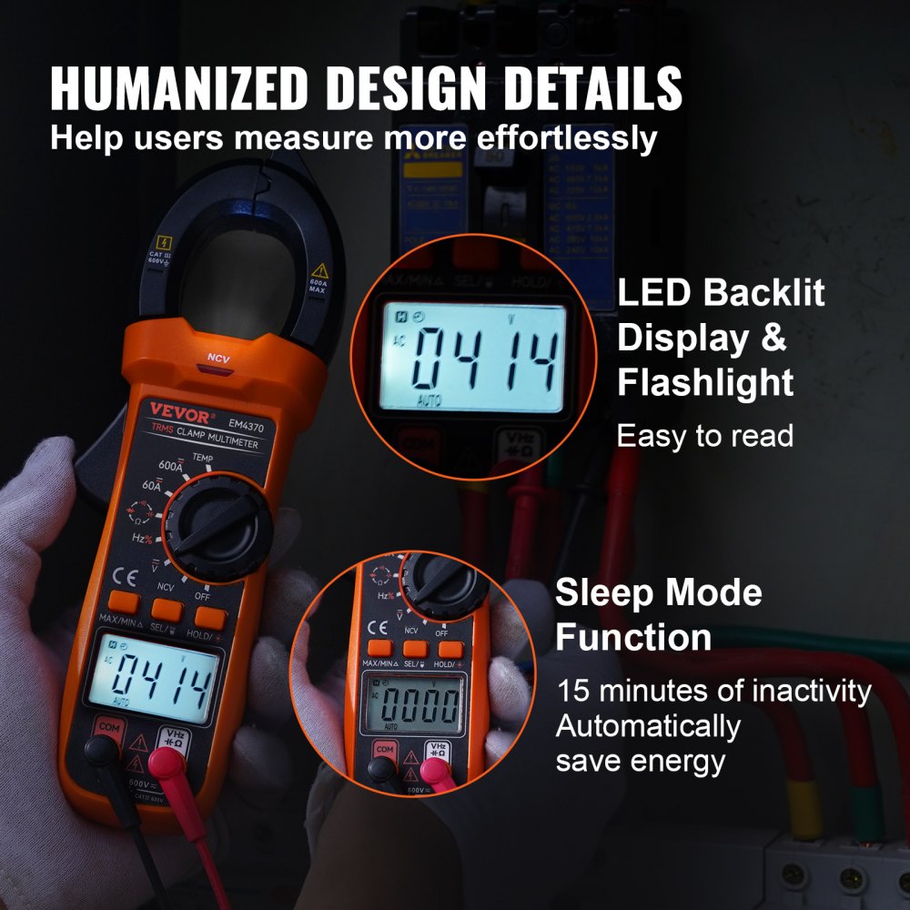 EM4370 - Versatile VEVOR Digital Clamp Meter for Accurate DC/AC Measurements