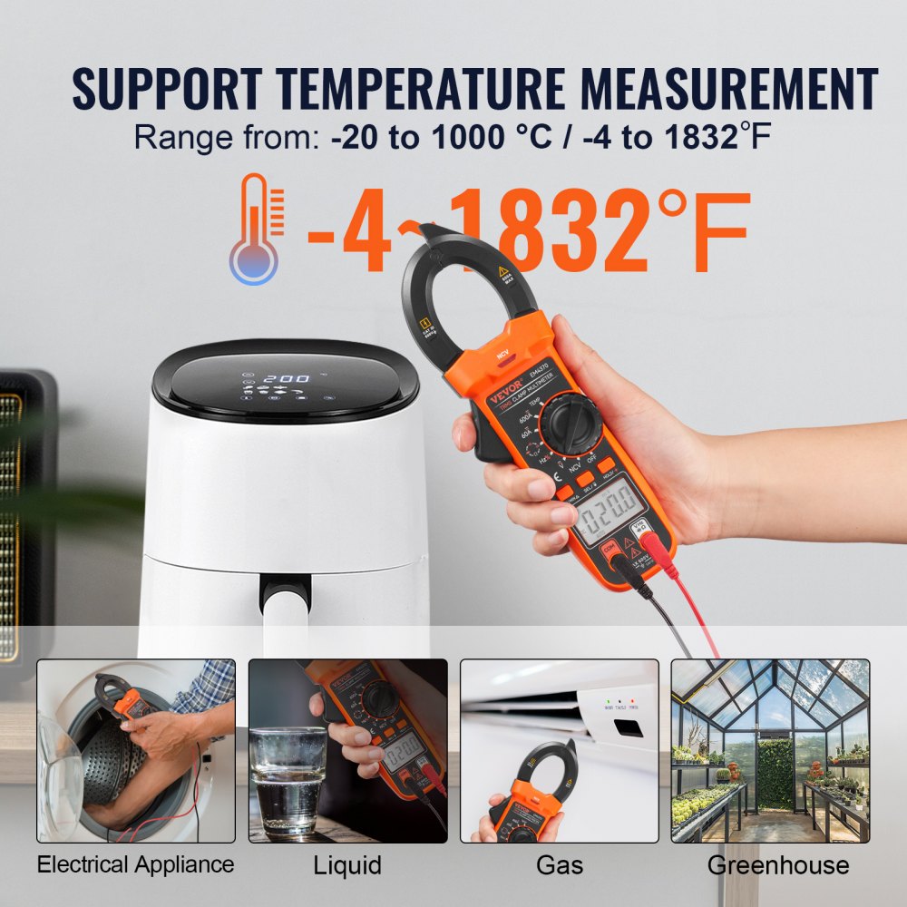 EM4370 - Versatile VEVOR Digital Clamp Meter for Accurate DC/AC Measurements
