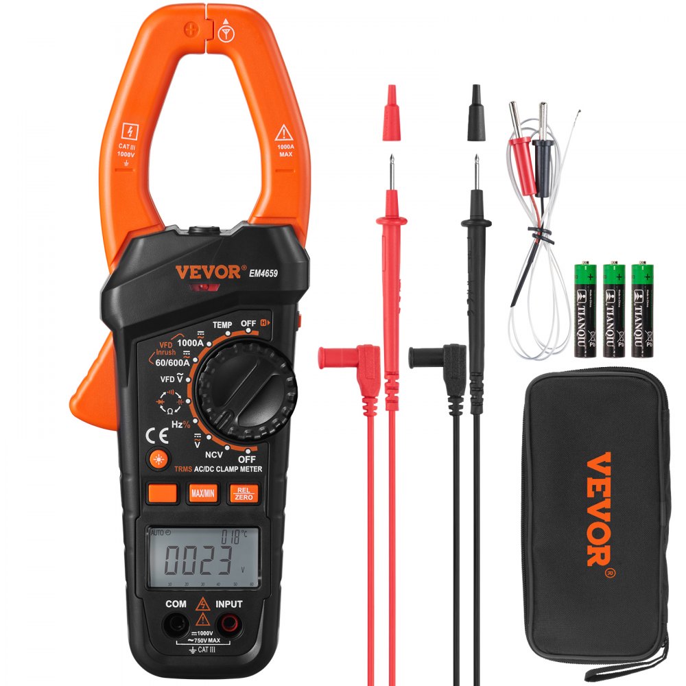 EM4659A - VEVOR 6000 Counts Digital Clamp Meter, 1000A Capacity