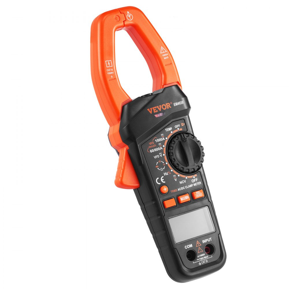EM4659A - VEVOR 6000 Counts Digital Clamp Meter, 1000A Capacity