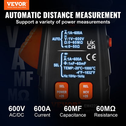 EM4220 - VEVOR 600A Digital Clamp Meter for Precise Electrical Measurements