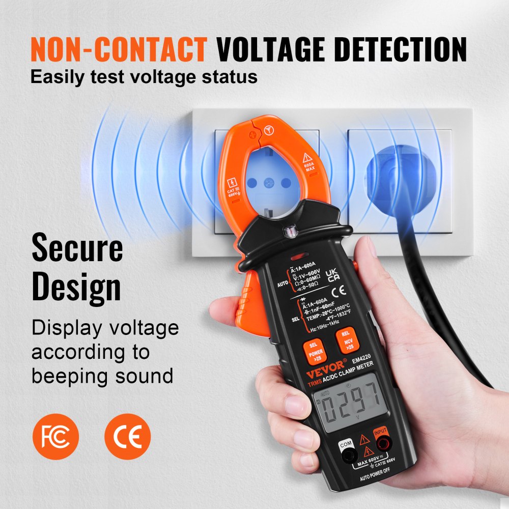 EM4220 - VEVOR 600A Digital Clamp Meter for Precise Electrical Measurements
