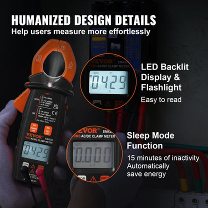 EM4220 - VEVOR 600A Digital Clamp Meter for Precise Electrical Measurements