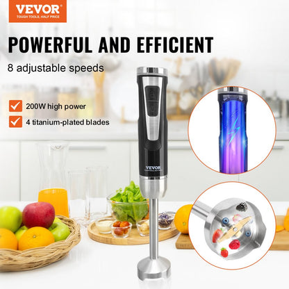 RHB-108SD-2 - 200W Immersion Blender, 8 Speed, USB Charging, Lightweight Design
