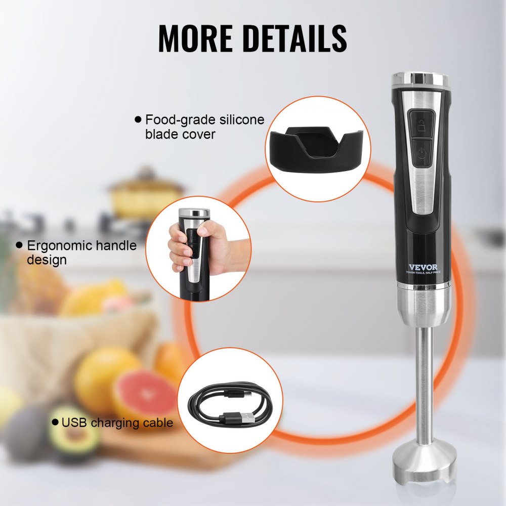RHB-108SD-2 - 200W Immersion Blender, 8 Speed, USB Charging, Lightweight Design
