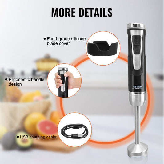 RHB-108SD-2 - 200W Immersion Blender, 8 Speed, USB Charging, Lightweight Design
