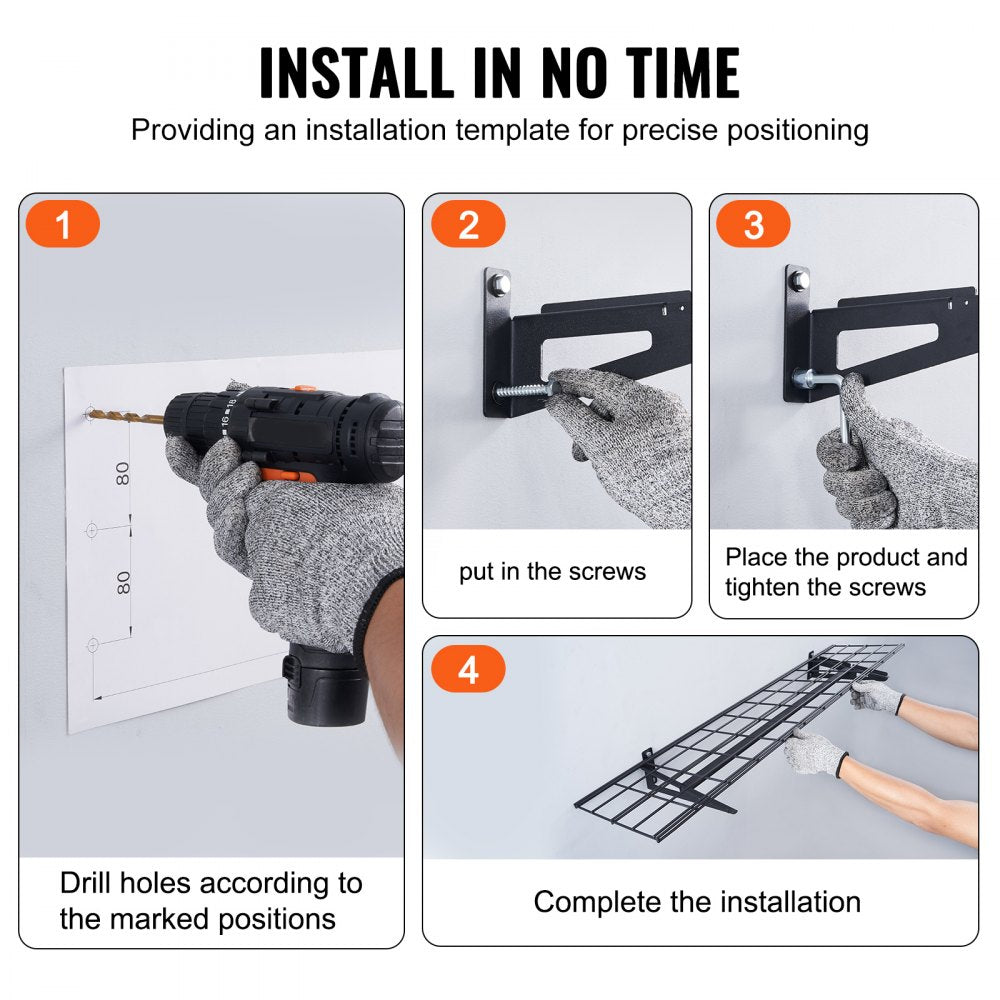 LL1248 - Heavy-Duty Wall Shelves: 200 lbs Capacity, Metal Design