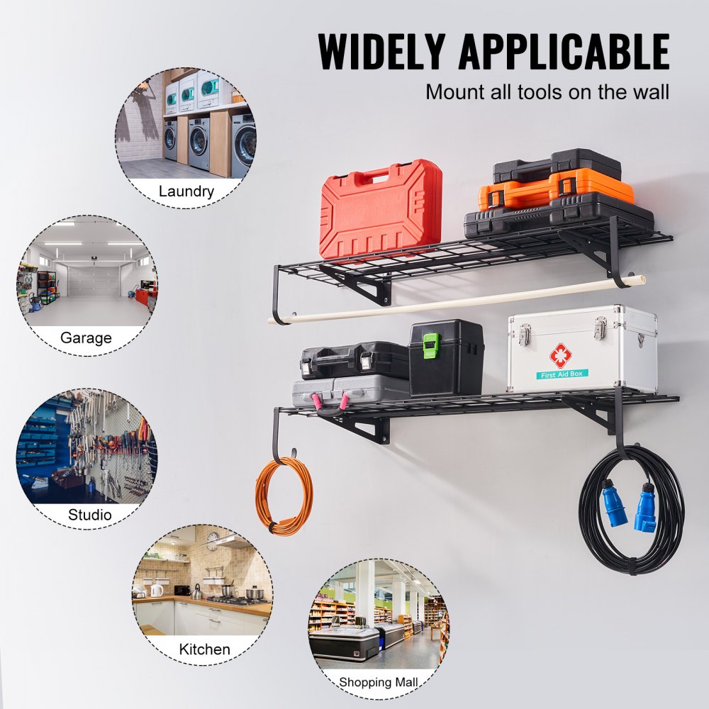 LL1248 - Heavy-Duty Wall Shelves: 200 lbs Capacity, Metal Design