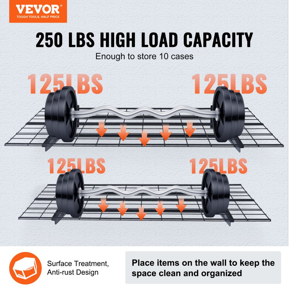 LL2448 - Metal Wall Shelves, 250 lbs Capacity, Garage Storage Solution