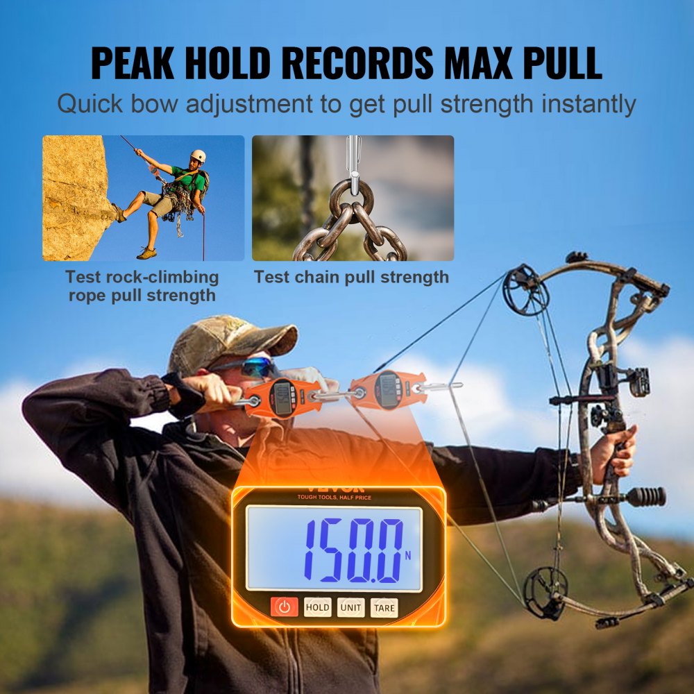 SF918 - Compact 660 lbs Digital Crane Scale with LCD & Anti-Drop Hook