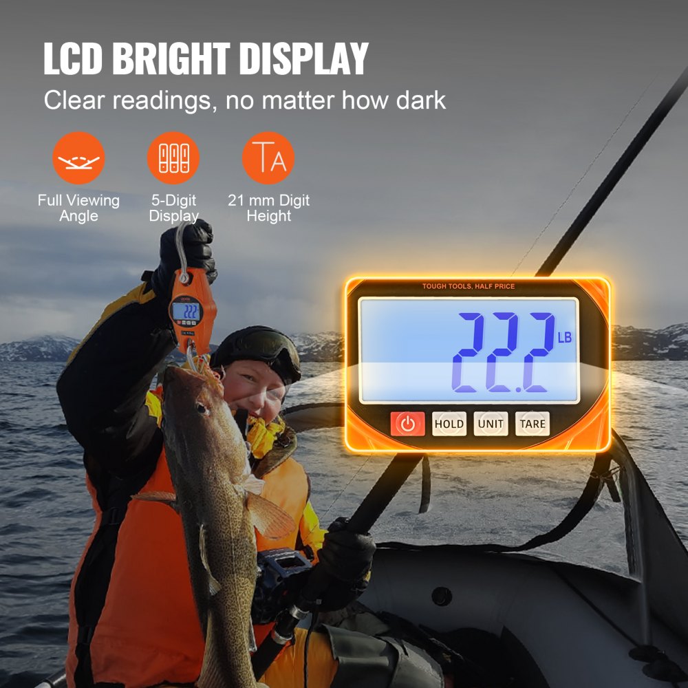 SF918 - Compact 660 lbs Digital Crane Scale with LCD & Anti-Drop Hook