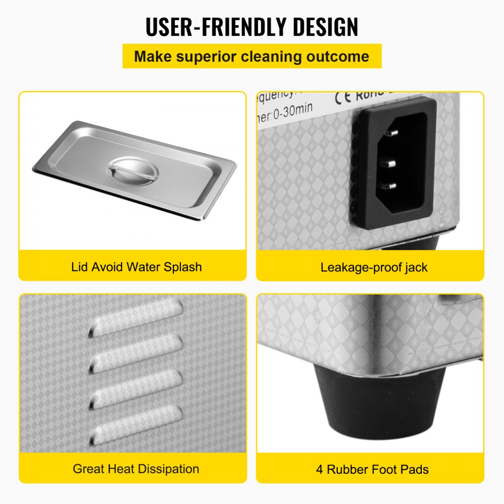 010461178048 - 0.8L VEVOR Ultrasonic Cleaner for Jewelry & Small Items