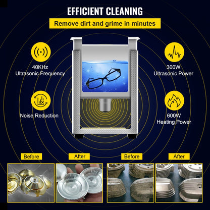 010923845384 - VEVOR 15L Ultrasonic Cleaner with 40kHz Wave & Timer