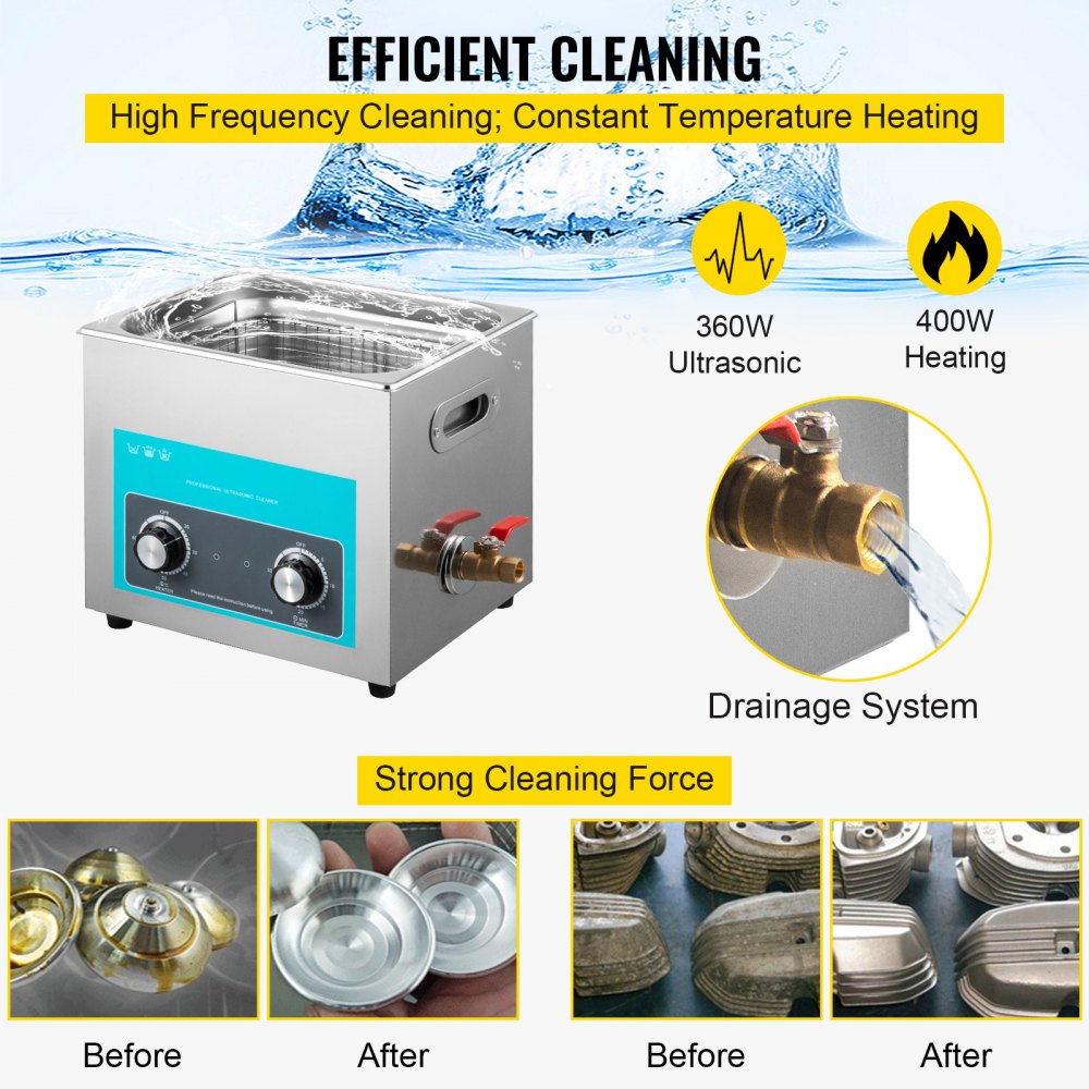 010646323549 - 15L Efficient Ultrasonic Cleaner with Heating & Timing Functions