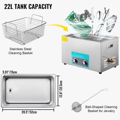 010337566907 - 22L Ultrasonic Cleaner with Heating & 40KHZ Waves