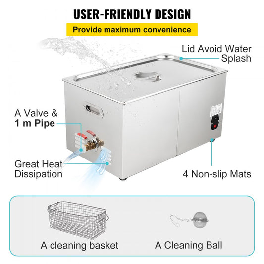 010720344694 - 30L Ultrasonic Cleaner with Adjustable Heating for Safe Cleansing