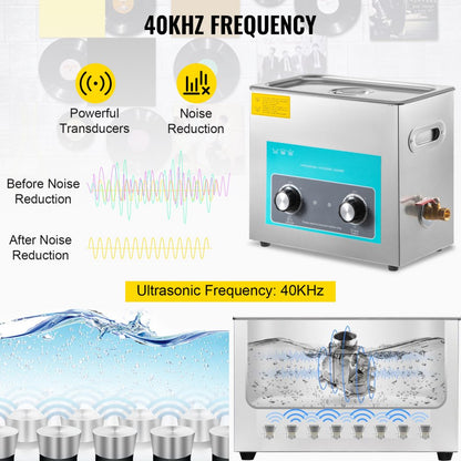 010983979950 - 6L Ultrasonic Cleaner with Heating & 40KHZ Technology