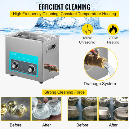 010983979950 - 6L Ultrasonic Cleaner with Heating & 40KHZ Technology