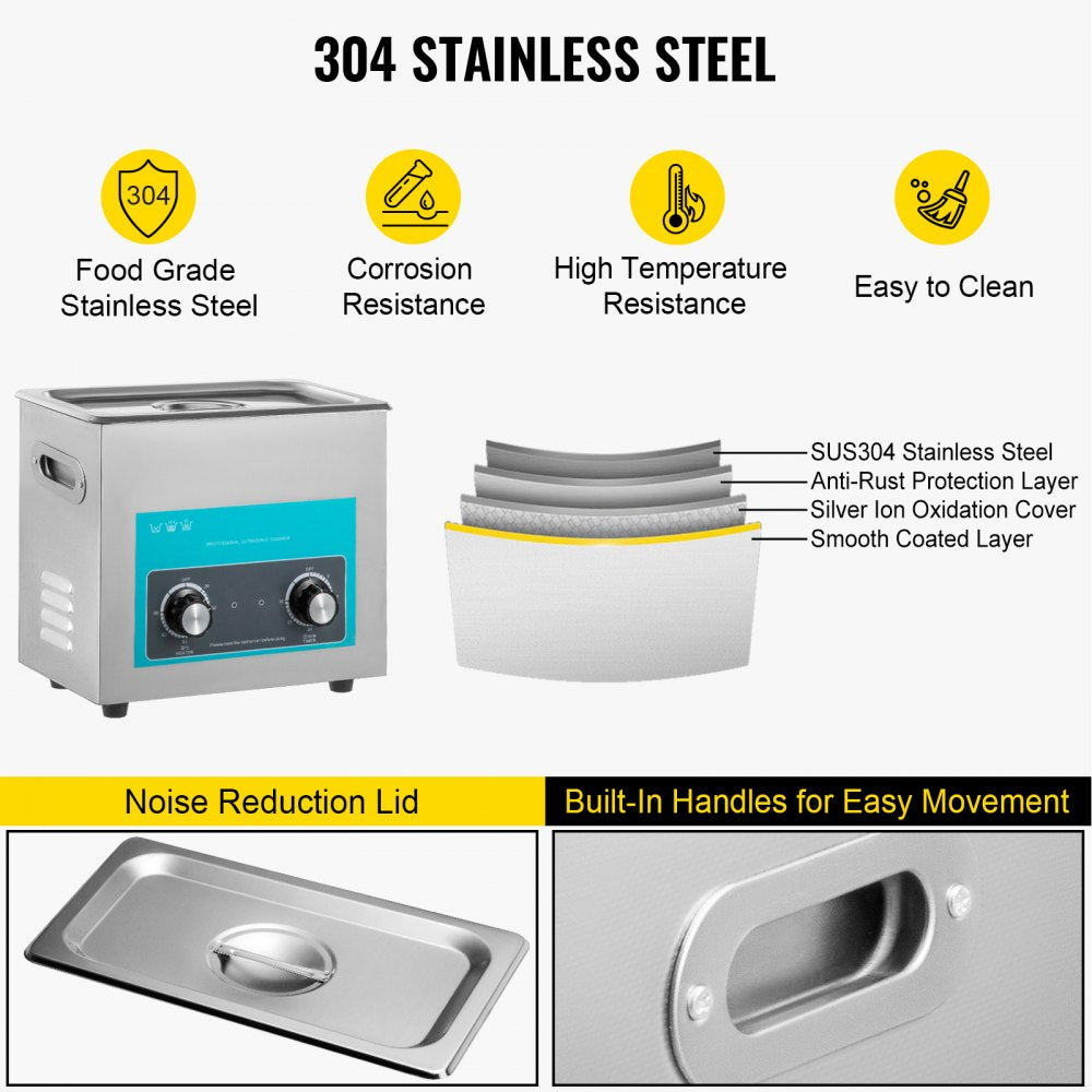 010983979950 - 6L Ultrasonic Cleaner with Heating & 40KHZ Technology