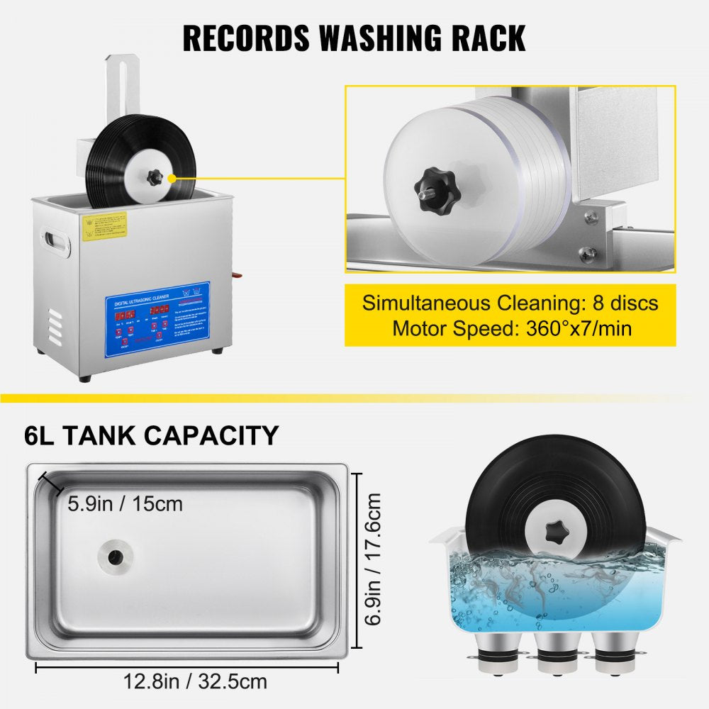 010265133877 - 6-Record Ultrasonic Vinyl Cleaner with Adjustable Wash Settings