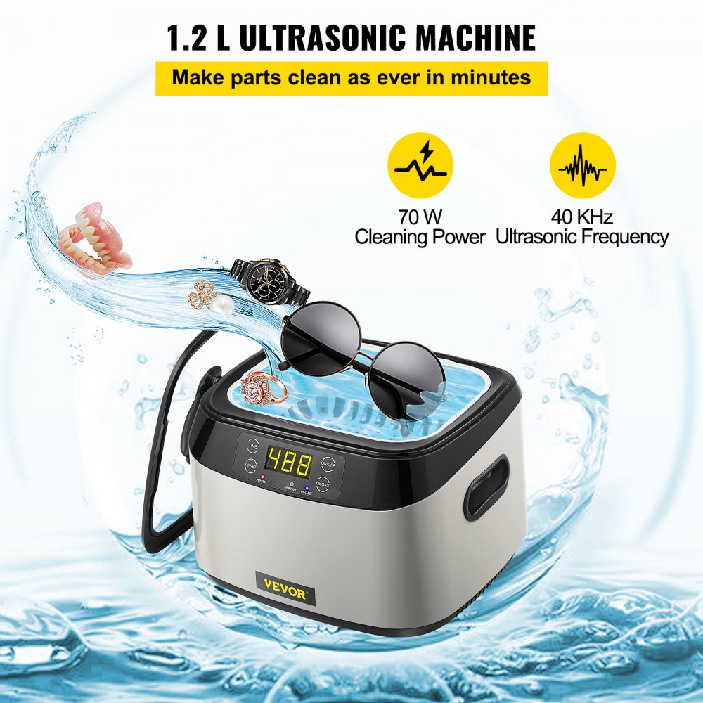 010130191230 - 1.2L Ultrasonic Jewelry Cleaner with Digital Controls