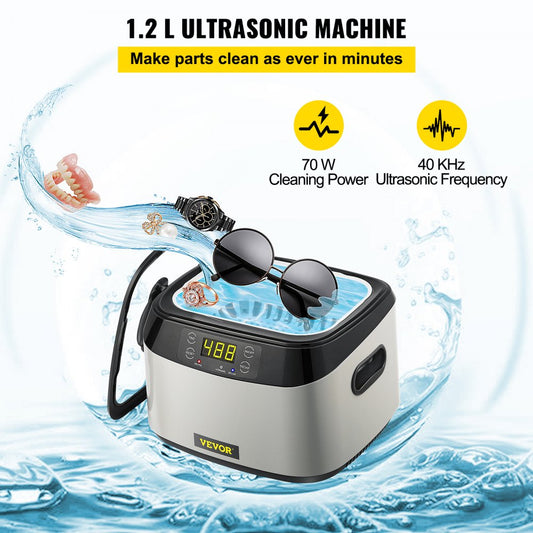 010130191230 - 1.2L Ultrasonic Jewelry Cleaner with Digital Controls