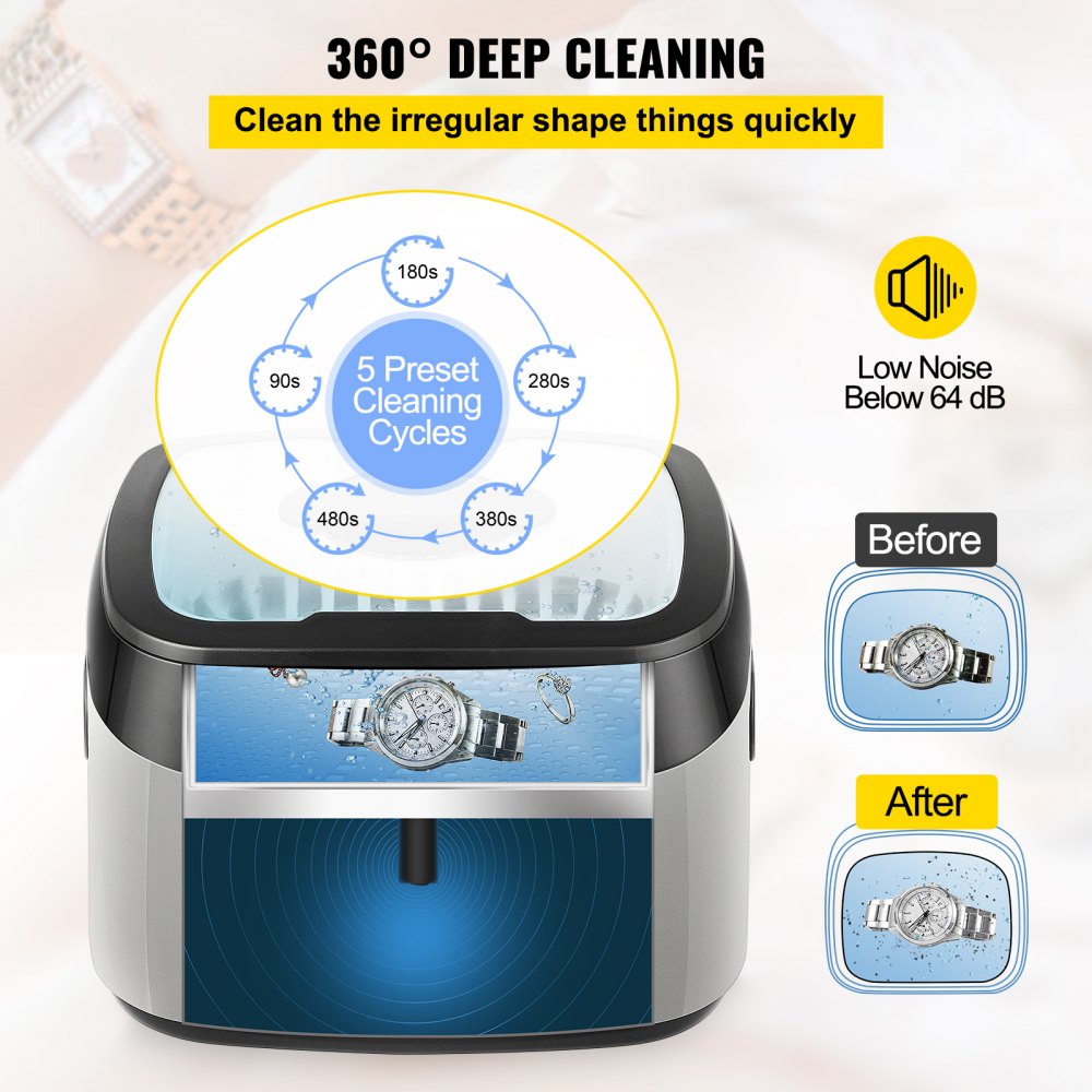 010130191230 - 1.2L Ultrasonic Jewelry Cleaner with Digital Controls