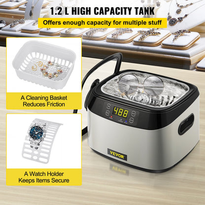 010130191230 - 1.2L Ultrasonic Jewelry Cleaner with Digital Controls