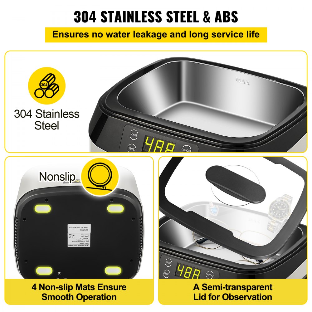 010130191230 - 1.2L Ultrasonic Jewelry Cleaner with Digital Controls