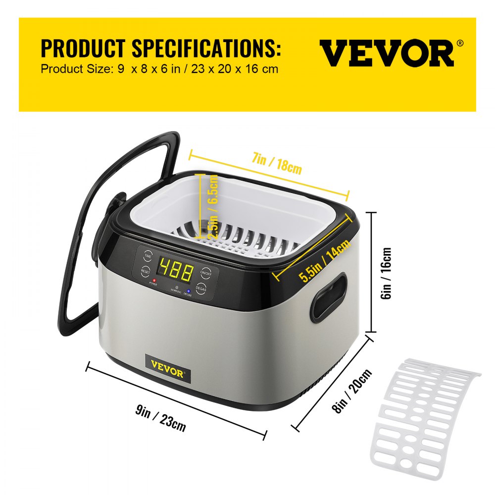 010130191230 - 1.2L Ultrasonic Jewelry Cleaner with Digital Controls