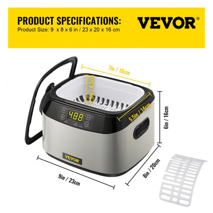 010130191230 - 1.2L Ultrasonic Jewelry Cleaner with Digital Controls
