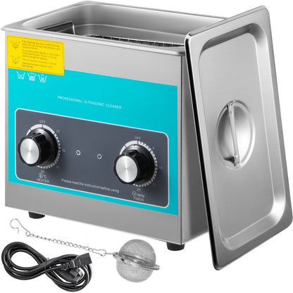 010874548058 - 3L Stainless Steel Ultrasonic Cleaner with Heating & Timer