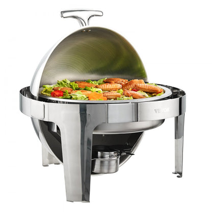 DT-C1101 - VEVOR Stainless Steel Roll-Top Chafing Dish Set, 6 Qt Dual Function
