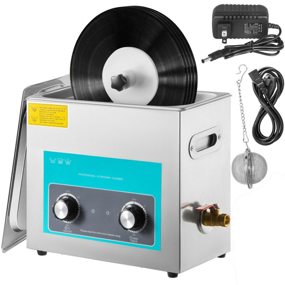 010744704911 - 304 Stainless Steel Ultrasonic Vinyl Record Cleaner for 4 Records