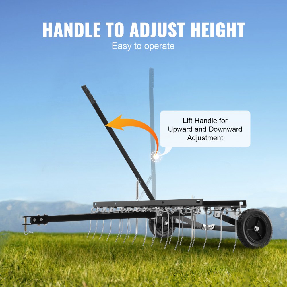 TBD120 - 48" Lawn Dethatcher with Adjustable Tines and Durable Steel Build