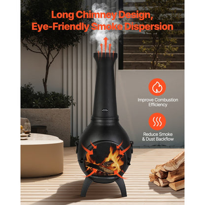 81041-S - 18-Inch Outdoor Chiminea with BBQ Grill & Durable Cover