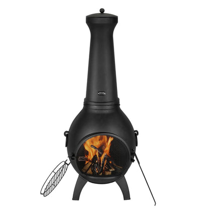 81041-S - 18-Inch Outdoor Chiminea with BBQ Grill & Durable Cover