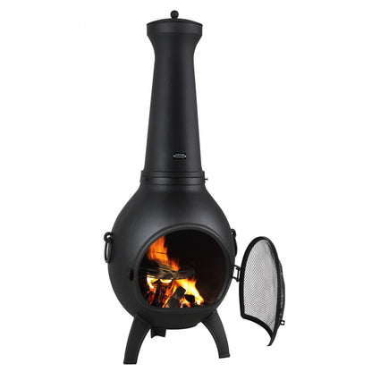 81041-S - 18-Inch Outdoor Chiminea with BBQ Grill & Durable Cover