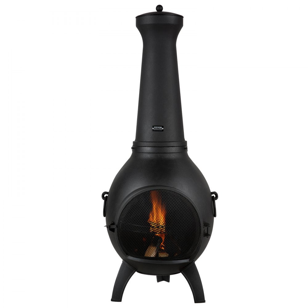 81041-S - 18-Inch Outdoor Chiminea with BBQ Grill & Durable Cover