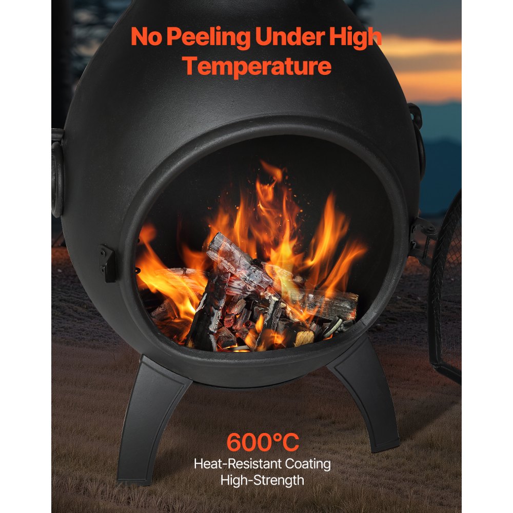81041-L - 22" Durable Aluminum Chiminea with BBQ Grill & Waterproof Coat