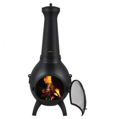 81041-L - 22" Durable Aluminum Chiminea with BBQ Grill & Waterproof Coat